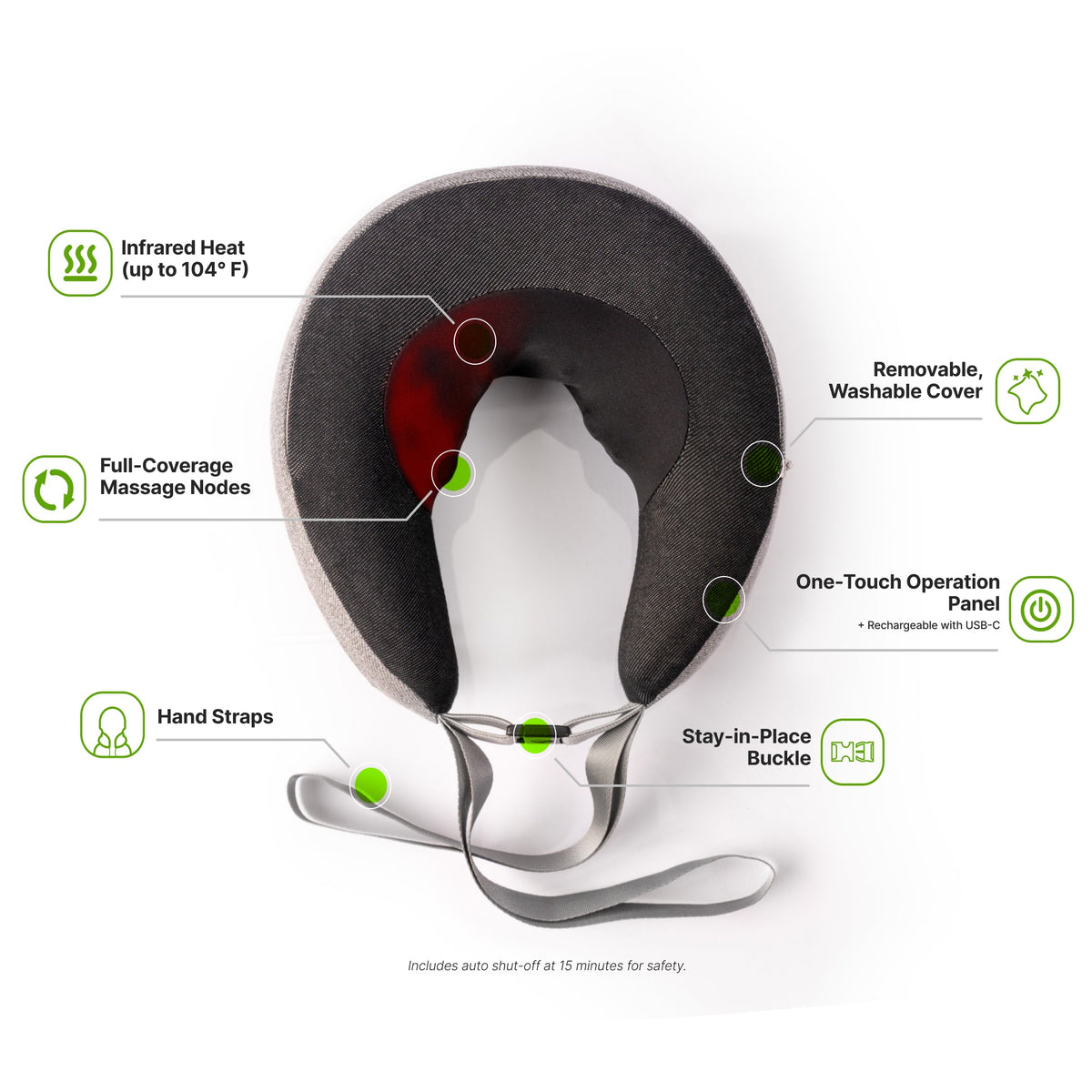 GhostBed Neck Massage Pillow in dark gray fabric, U-shaped neck pillow with removable cover on Tampa Home & Garden Store