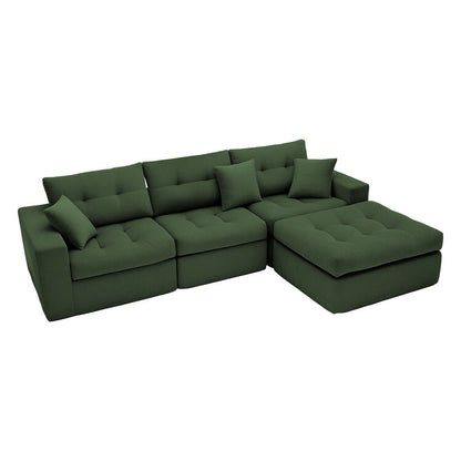 Corner Chaise L-Shaped Sofa Bed, green corduroy upholstery, living room set by HouseOfZazla on Tampa Home & Garden Store