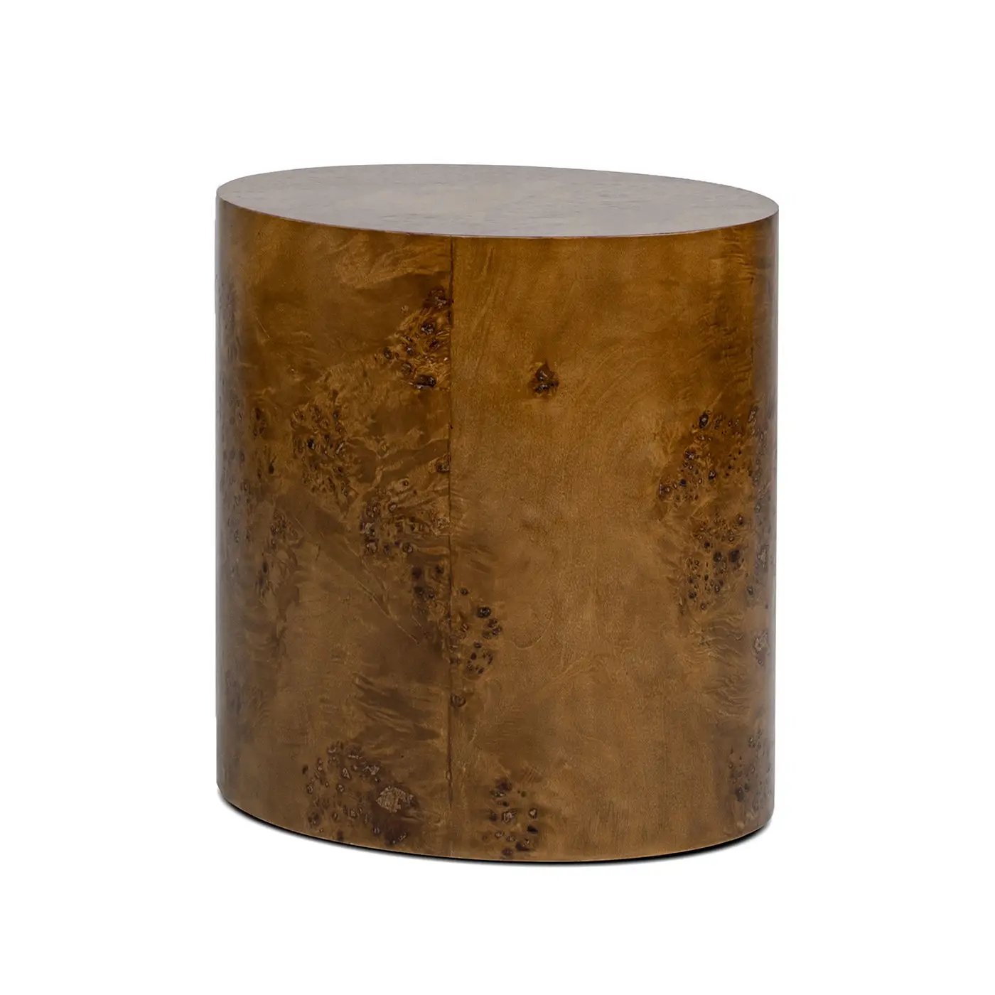 Nebula Accent Oval Pillar Side Table bronze-brown burl wood finish by Unique Piece Furniture on Tampa Home & Garden Store