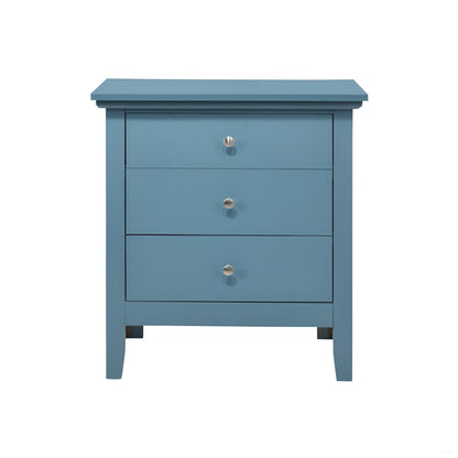 3 Drawer Nightstand blue finish by HouseOfZazla with dove-tailed drawers and round metal pulls on Tampa Home & Garden Store