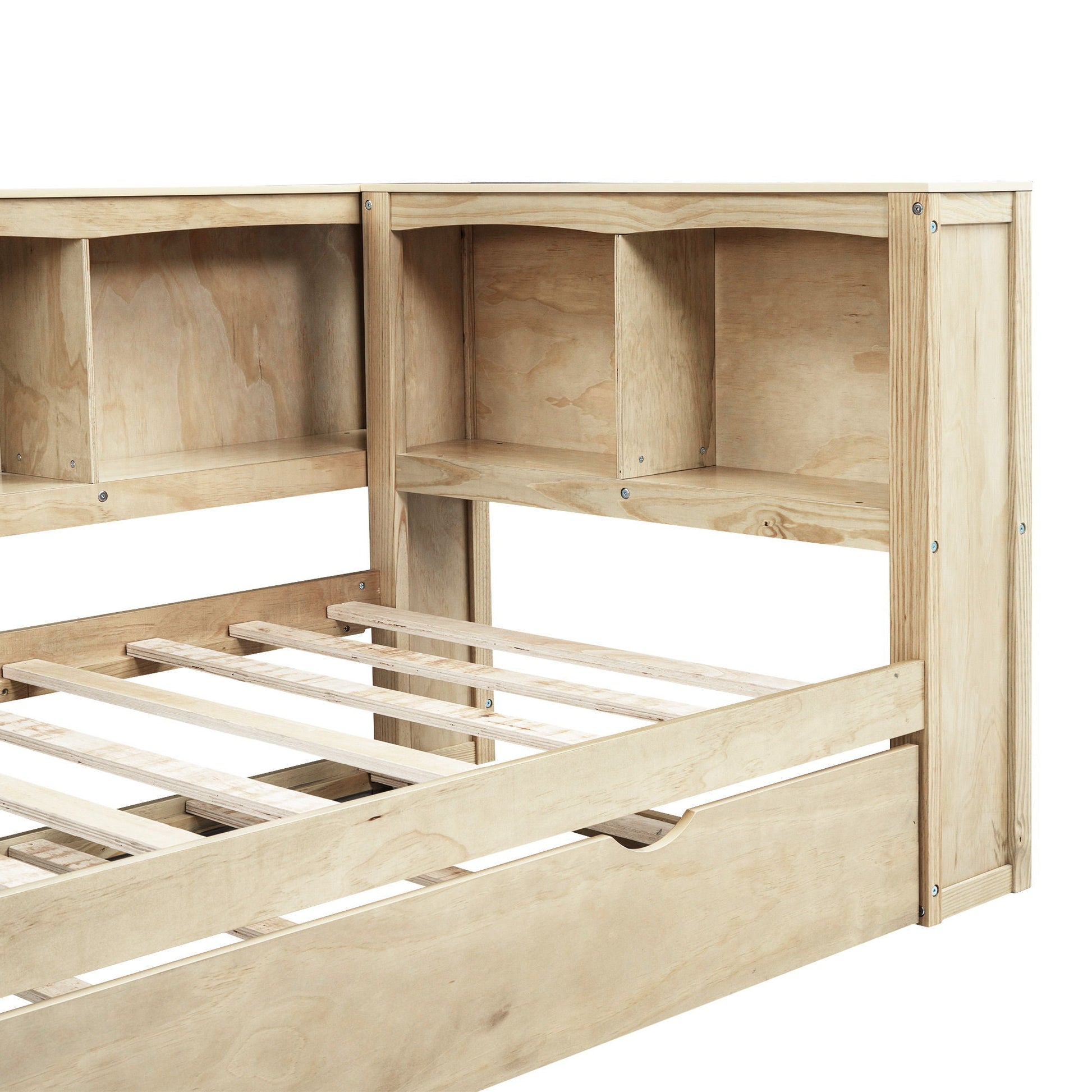 Daybed with trundle and storage cabinets in natural wood by HouseOfZazla on Tampa Home & Garden Store