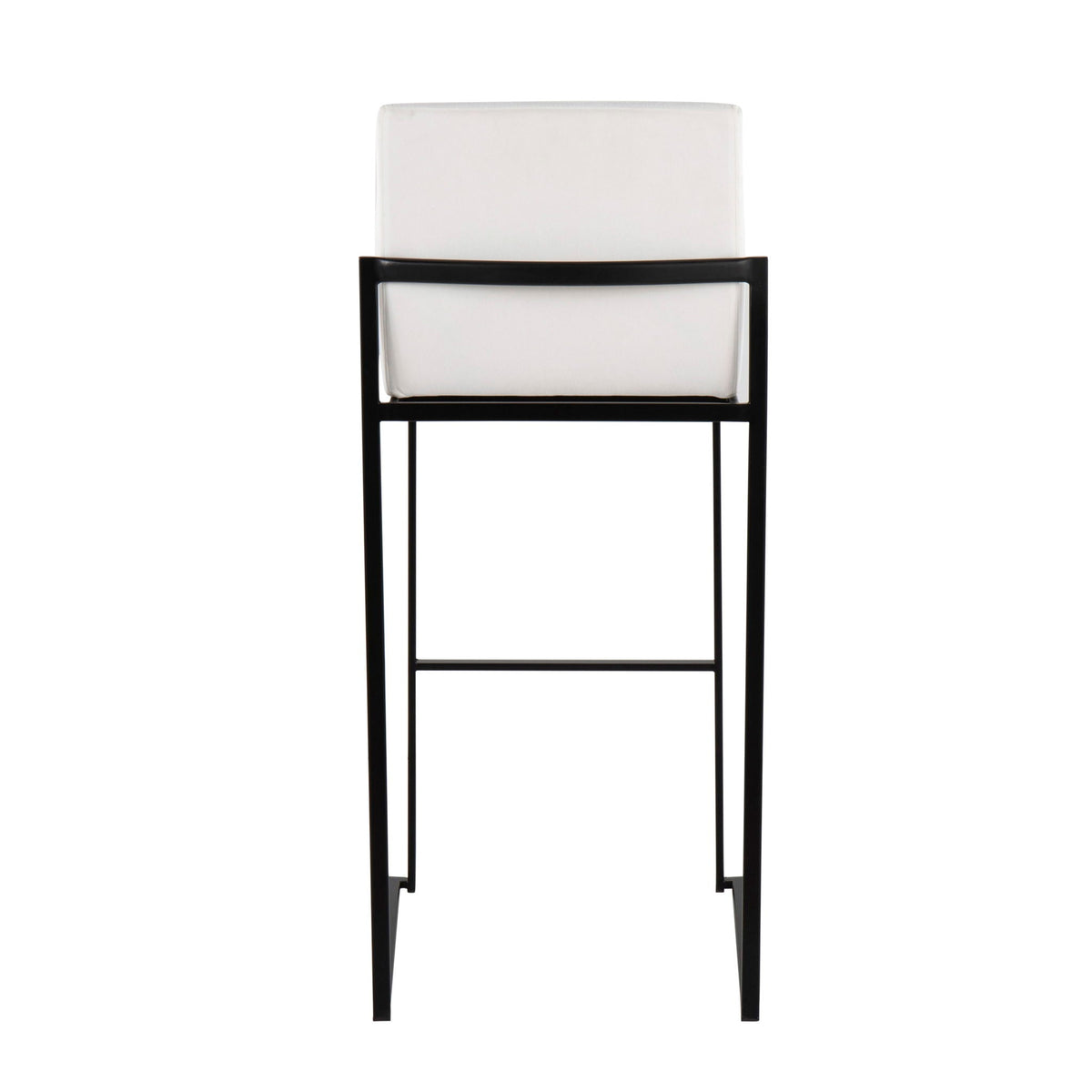 White upholstered high-back contemporary barstool with black metal frame HouseOfZazla on Tampa Home & Garden Store
