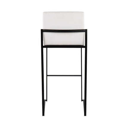 White upholstered high-back contemporary barstool with black metal frame HouseOfZazla on Tampa Home & Garden Store