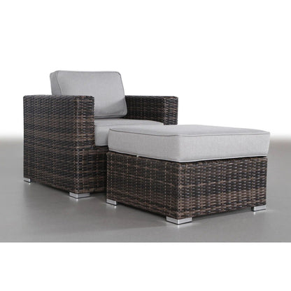 2-piece outdoor patio chair set with dark brown wicker and gray foam cushions HouseOfZazla on Tampa Home & Garden Store