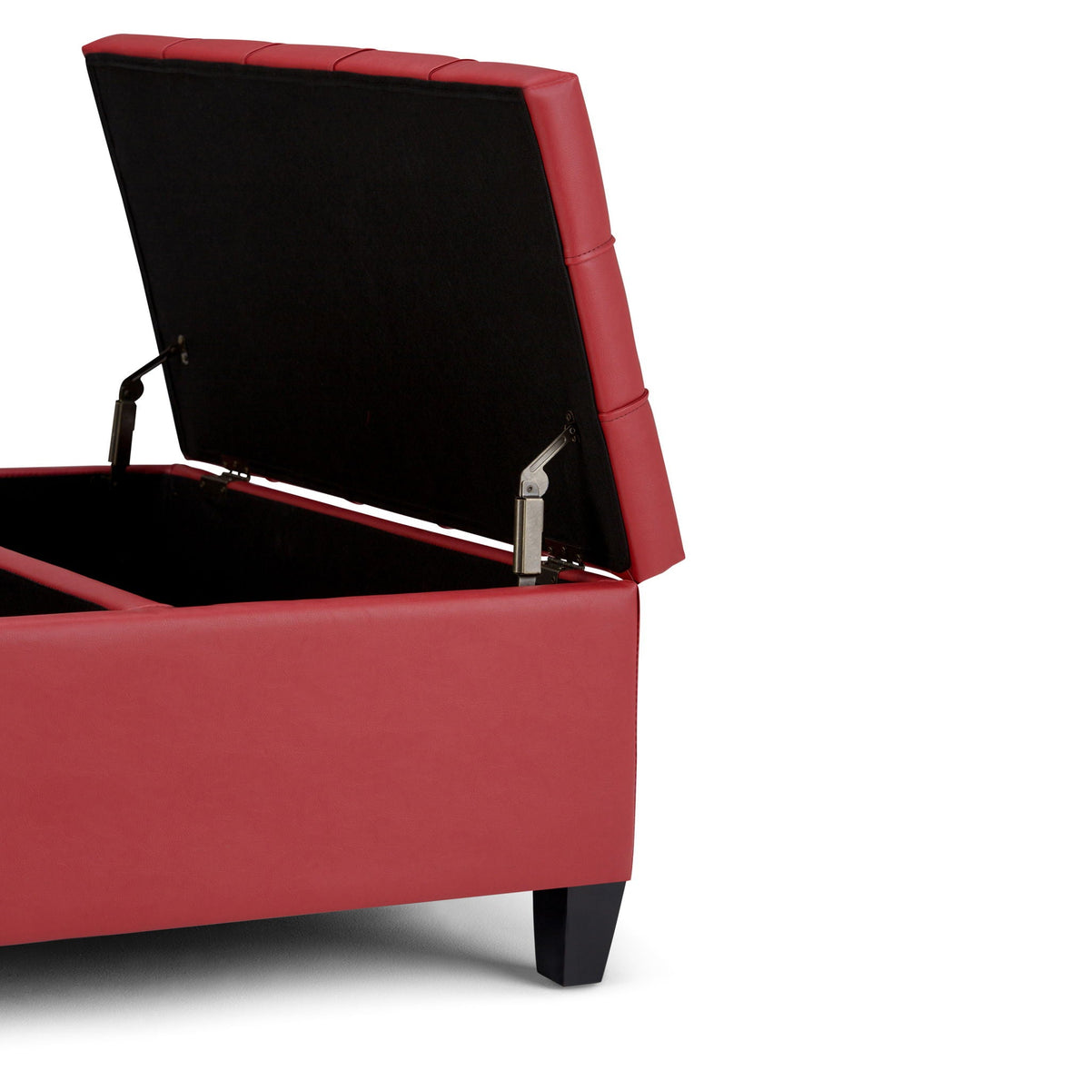 Harrison tufted lift-top storage ottoman red with dark legs by HouseOfZazla on Tampa Home & Garden Store