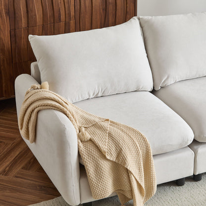 Modular Free Combination Sectional Sofa Couch in gray upholstery with a beige knitted throw on Tampa Home & Garden Store