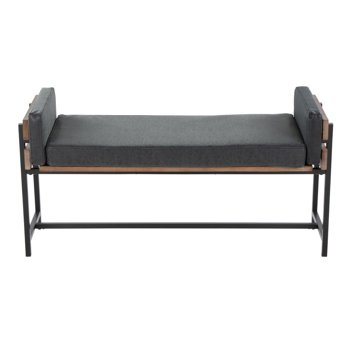 Upholstered farmhouse bench with wood panel accents in dark gray by HouseOfZazla on Tampa Home & Garden Store
