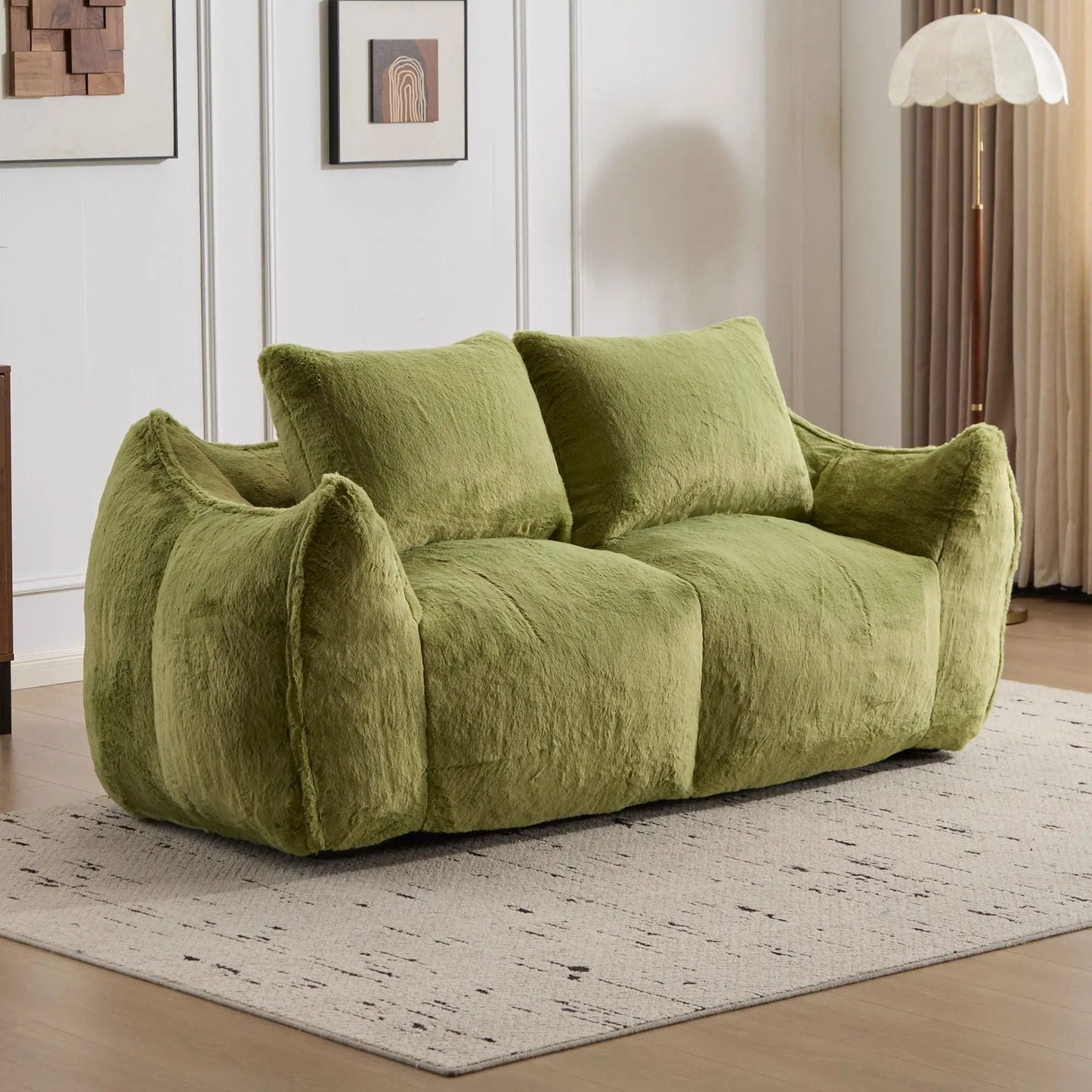Giant Bean Bag Couch and Fluffy Loveseat