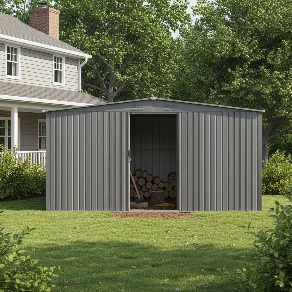 13x11 Outdoor Metal Storage Shed and Roof