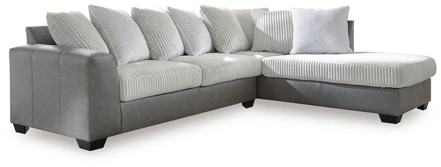 Clairette Court Sectional by Unique Piece Furniture, stationary sofa with ribbed cushions on Tampa Home & Garden Store