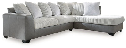 Clairette Court Sectional by Unique Piece Furniture, stationary sofa with ribbed cushions on Tampa Home & Garden Store