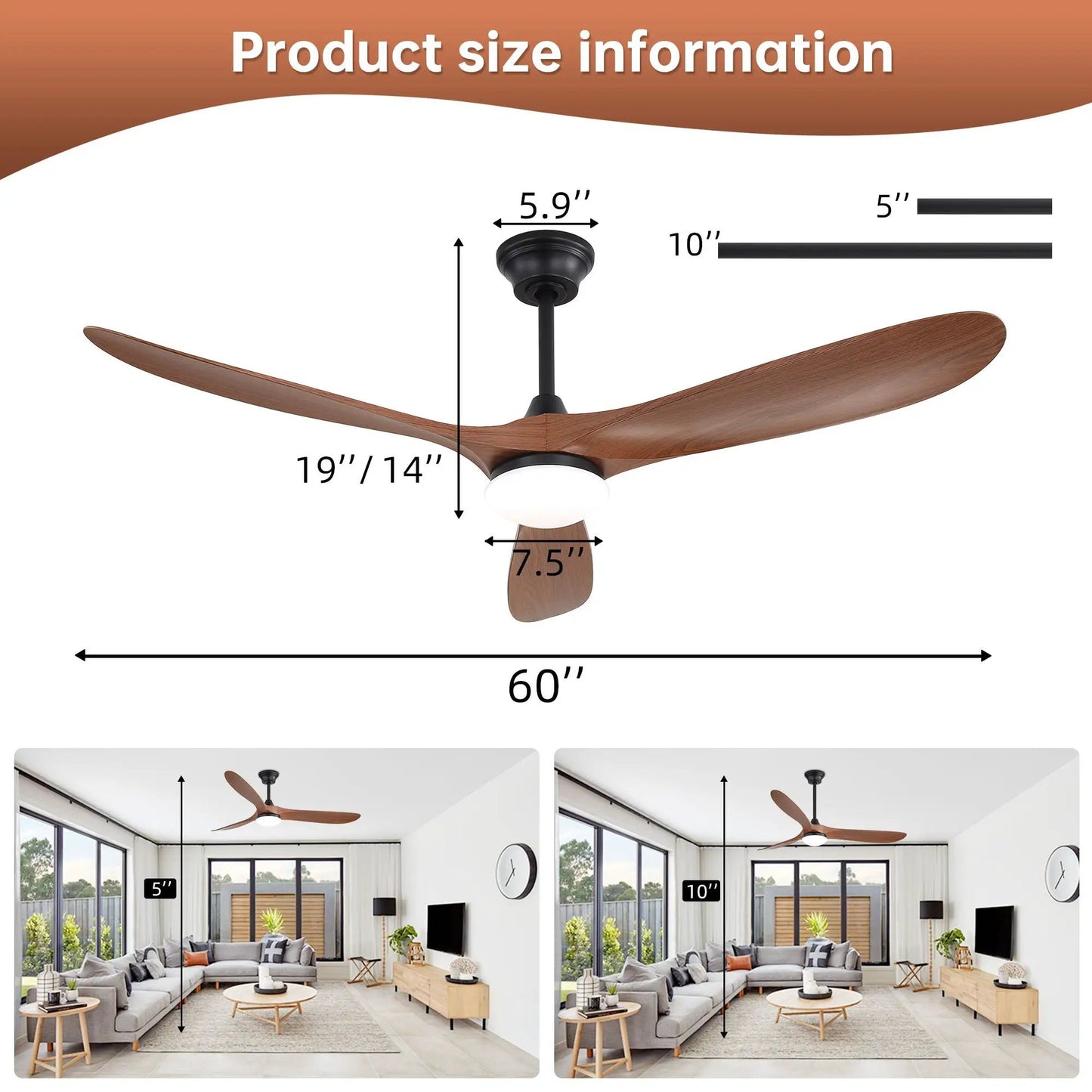 Smart Ceiling Fan With Lights, DC Motor Indoor
