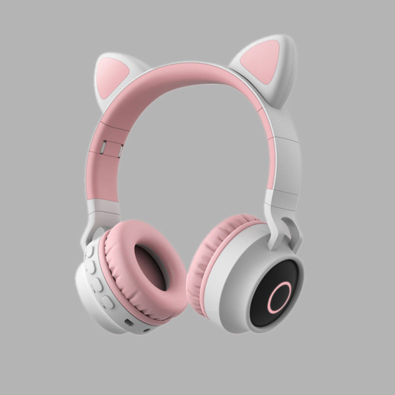 LED cat ear wireless headphones with pink cushions, foldable headband, built-in mic on Tampa Home & Garden Store
