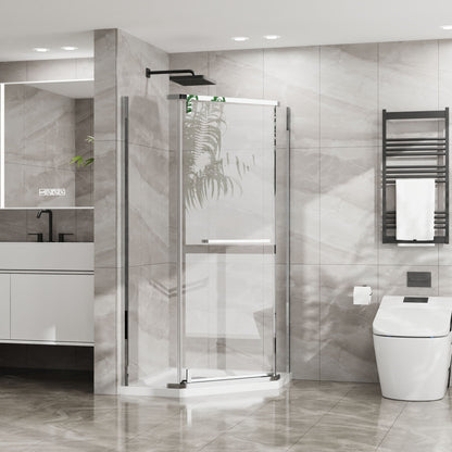 Frameless Neo Angle Shower Door and Acrylic Base