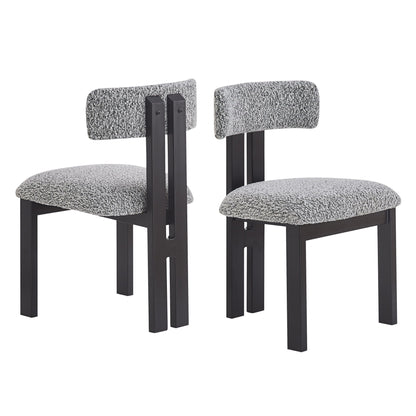 Modern upholstered armless dining chairs with black metal legs, speckled fabric, 2 chairs on Tampa Home & Garden Store