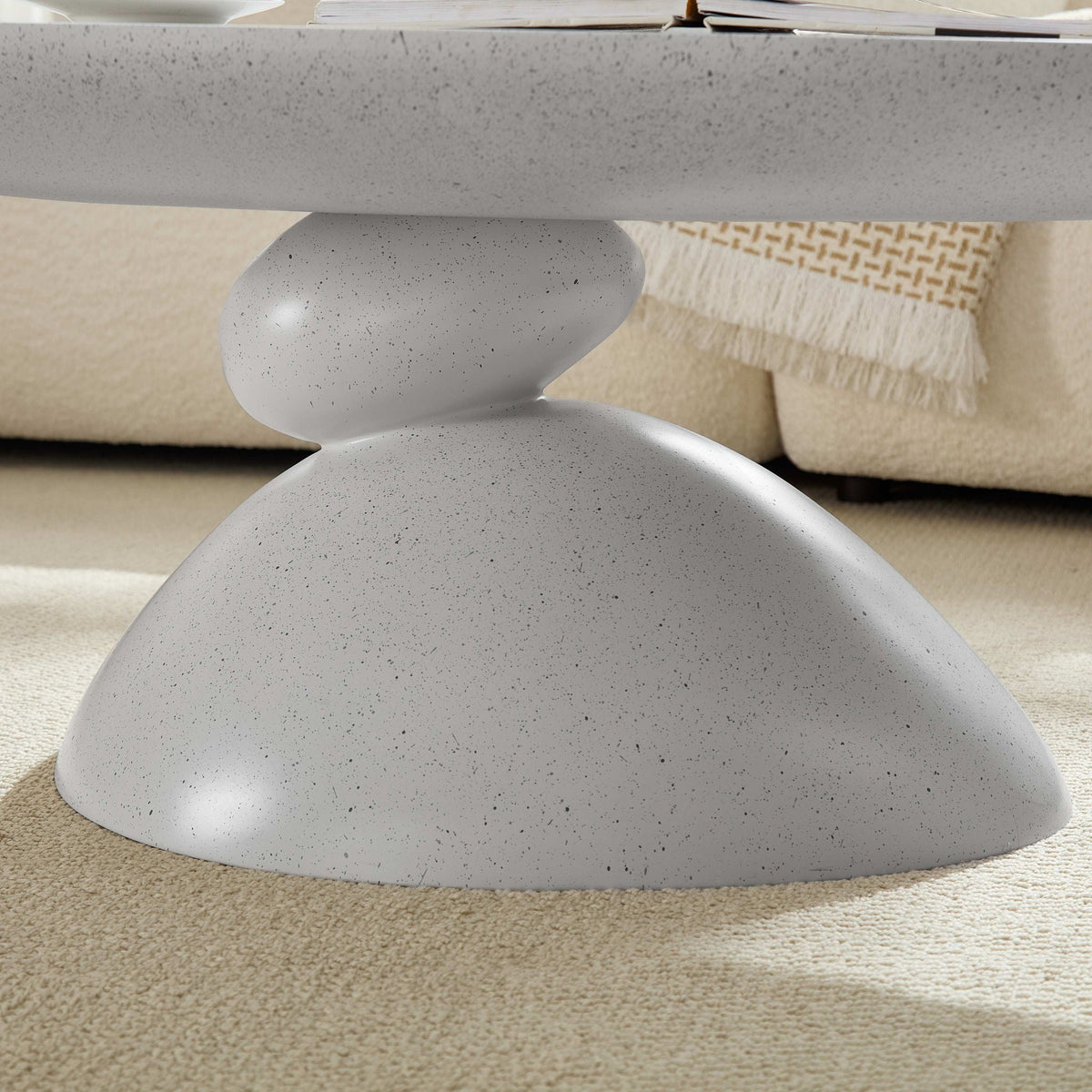 Lucky Stone Shaped End Table with Sculptural Base, speckled gray concrete finish by HouseOfZazla on Tampa Home & Garden Store