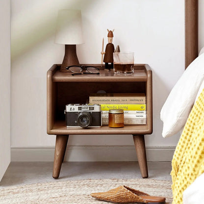 Bedside Cabinet European beech wood with rounded legs; top shows lamp, glasses, wooden figurine on Tampa Home & Garden Store