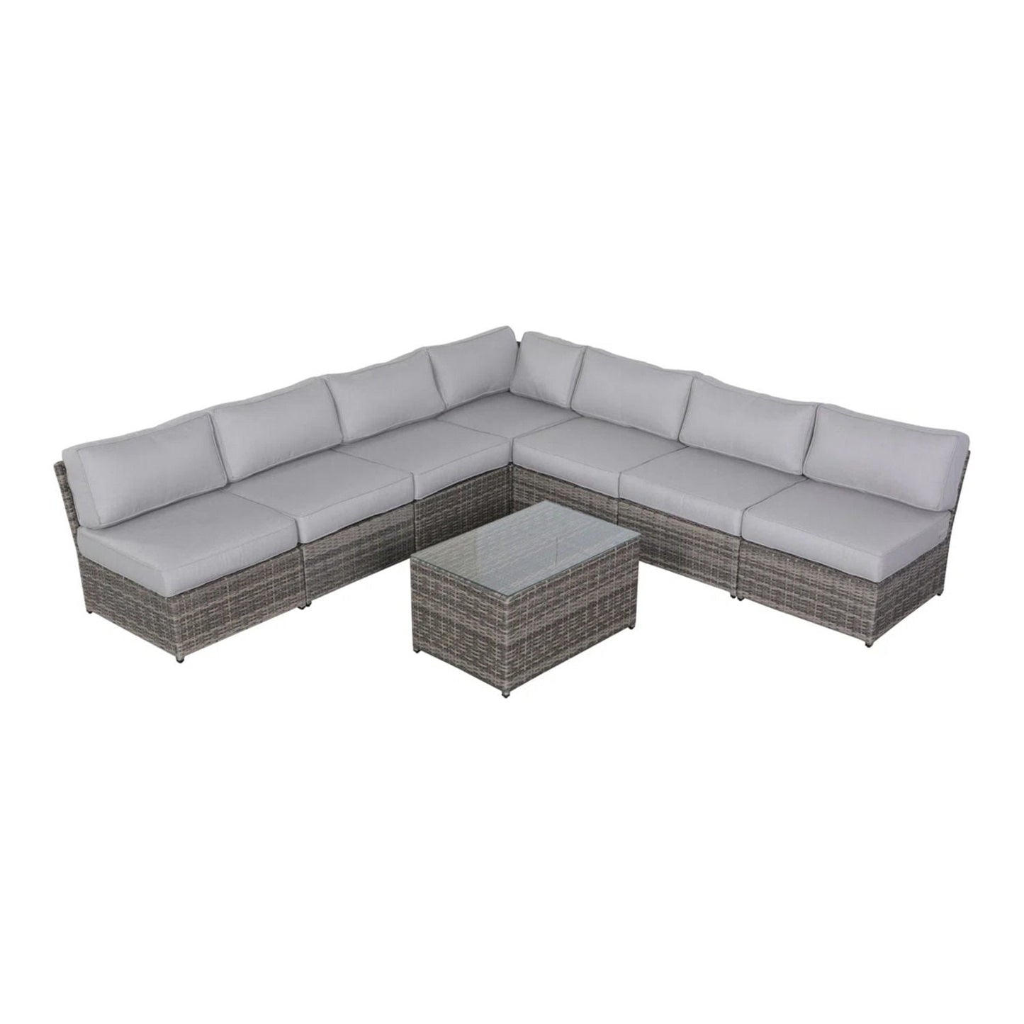 2-Piece Rattan Sectional Set with cushions and glass coffee table Unique Piece Furniture on Tampa Home & Garden Store