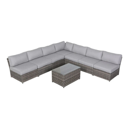 Comfortable Modern Patio Rattan Sectional Set with Cushions, 2-piece wicker sofas on Tampa Home & Garden Store