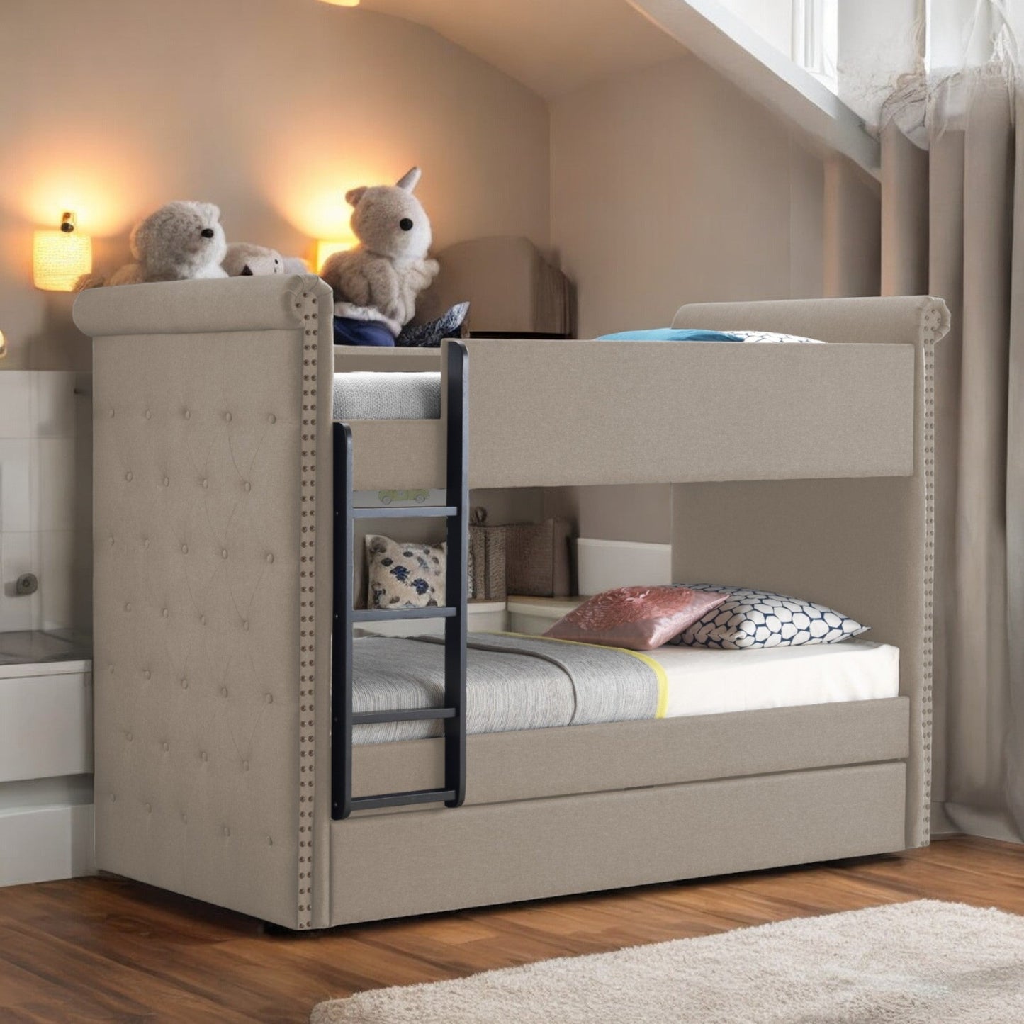 Romana Fabric Bed Frame And Tufted Headboard