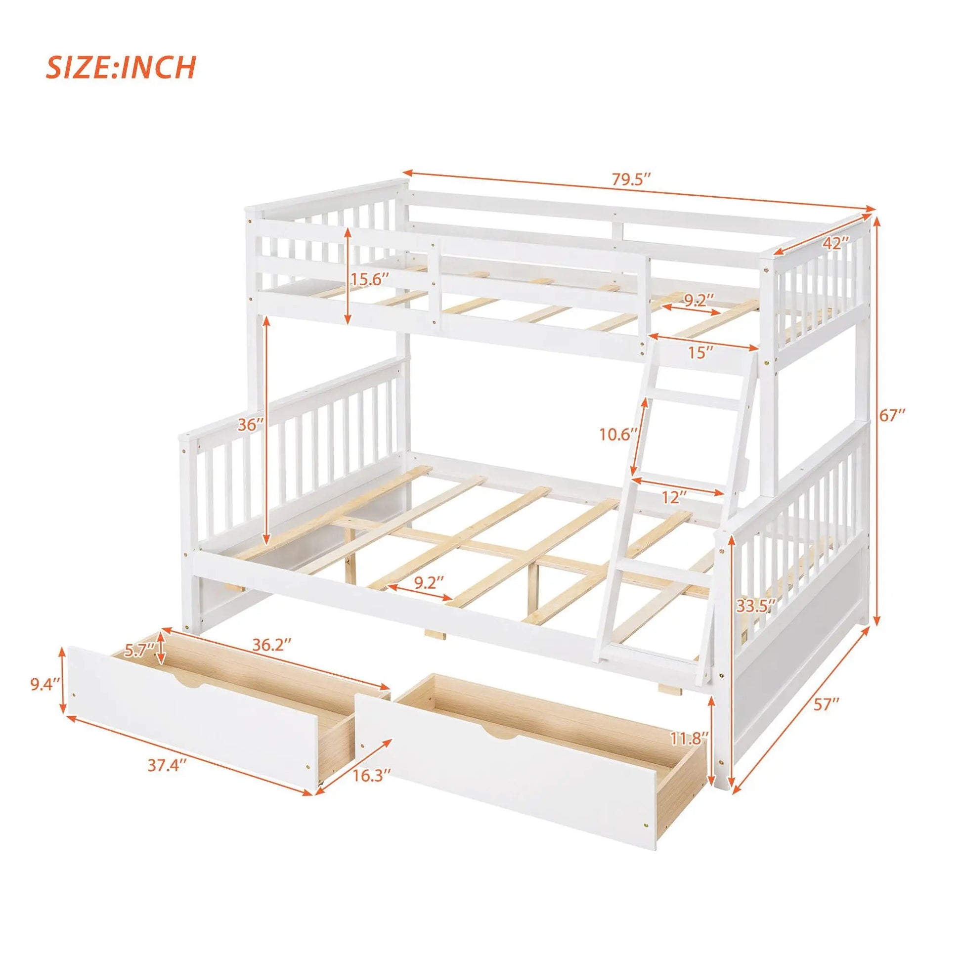 White bunk bed with ladders and two under-bed storage drawers by Unique Piece Furniture on Tampa Home & Garden Store