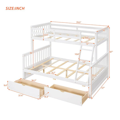 White bunk bed with ladders and two under-bed storage drawers by Unique Piece Furniture on Tampa Home & Garden Store