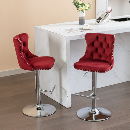 Swivel red bar stools set of 2, adjustable height with chrome bases by HouseOfZazla on Tampa Home & Garden Store