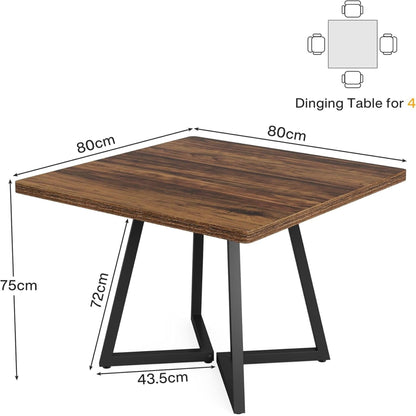 Square Dining Compact Kitchen Table in brown wood finish with black metal legs by HouseOfZazla on Tampa Home & Garden Store
