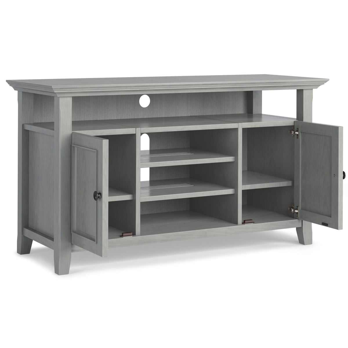 Solid wood TV stand with adjustable shelves in light gray by HouseOfZazla on Tampa Home & Garden Store
