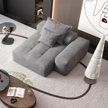 Modular chaise sofa in gray sparkling chenille by HouseOfZazla with plush cushions on Tampa Home & Garden Store