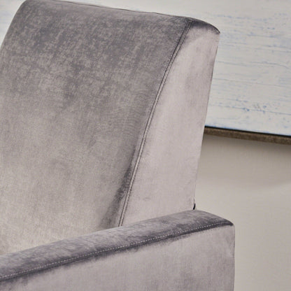 Bolt Upholstered Recliner Chair gray velvet upholstery close-up of arm with stitching on Tampa Home & Garden Store