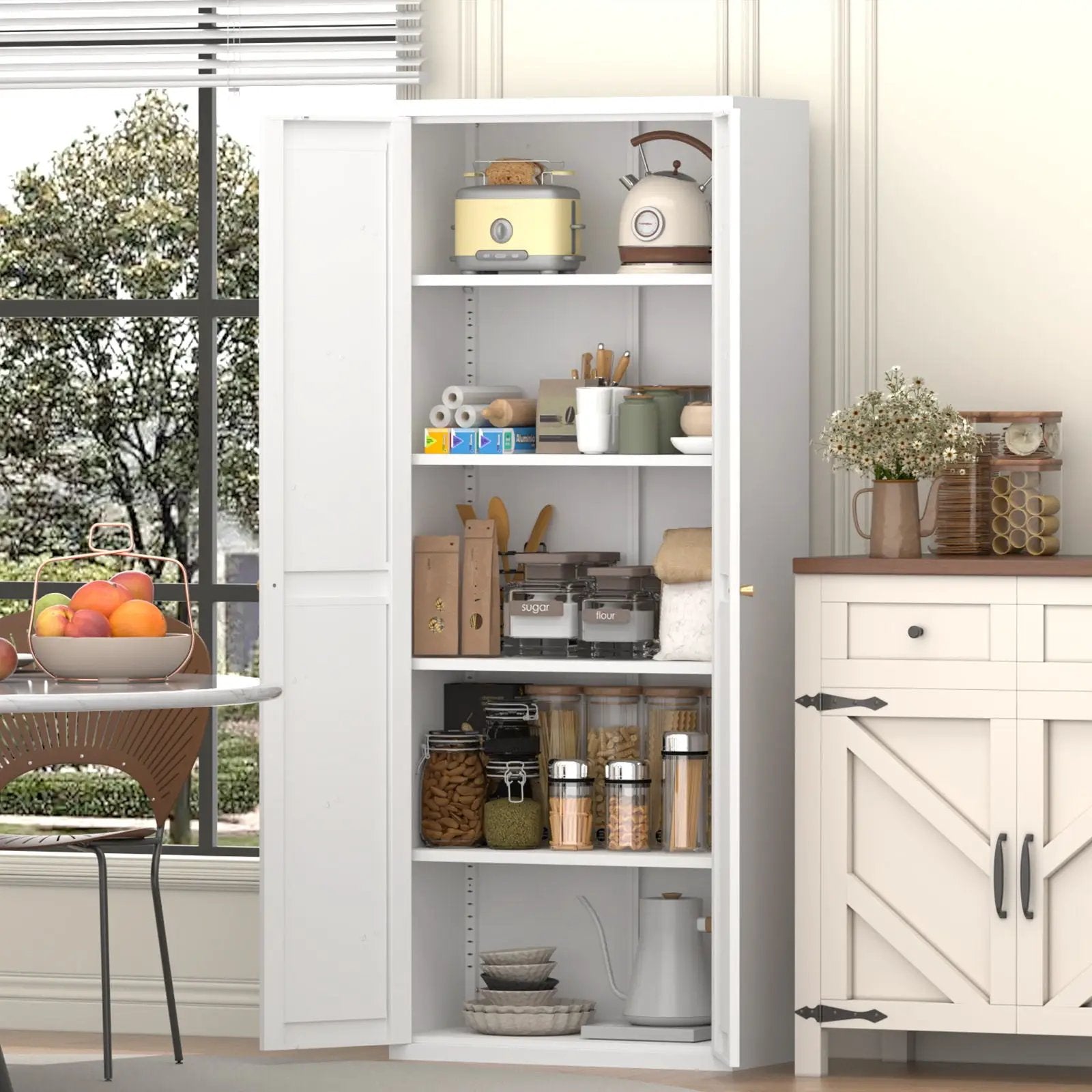 Adjustable 2-Door Storage Cabinet white by Unique Piece Furniture with adjustable shelves on Tampa Home & Garden Store