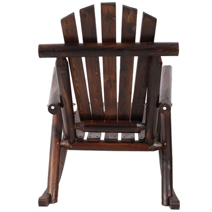 Durable wooden porch rocker with fir log back, dark brown stain, HouseOfZazla on Tampa Home & Garden Store