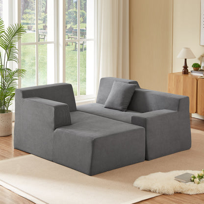 Modern Minimalist Wide Striped Corduroy Sofa