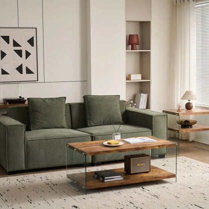 Durable Table For Living Room coffee table glass sides and wood shelf Unique Piece on Tampa Home & Garden Store