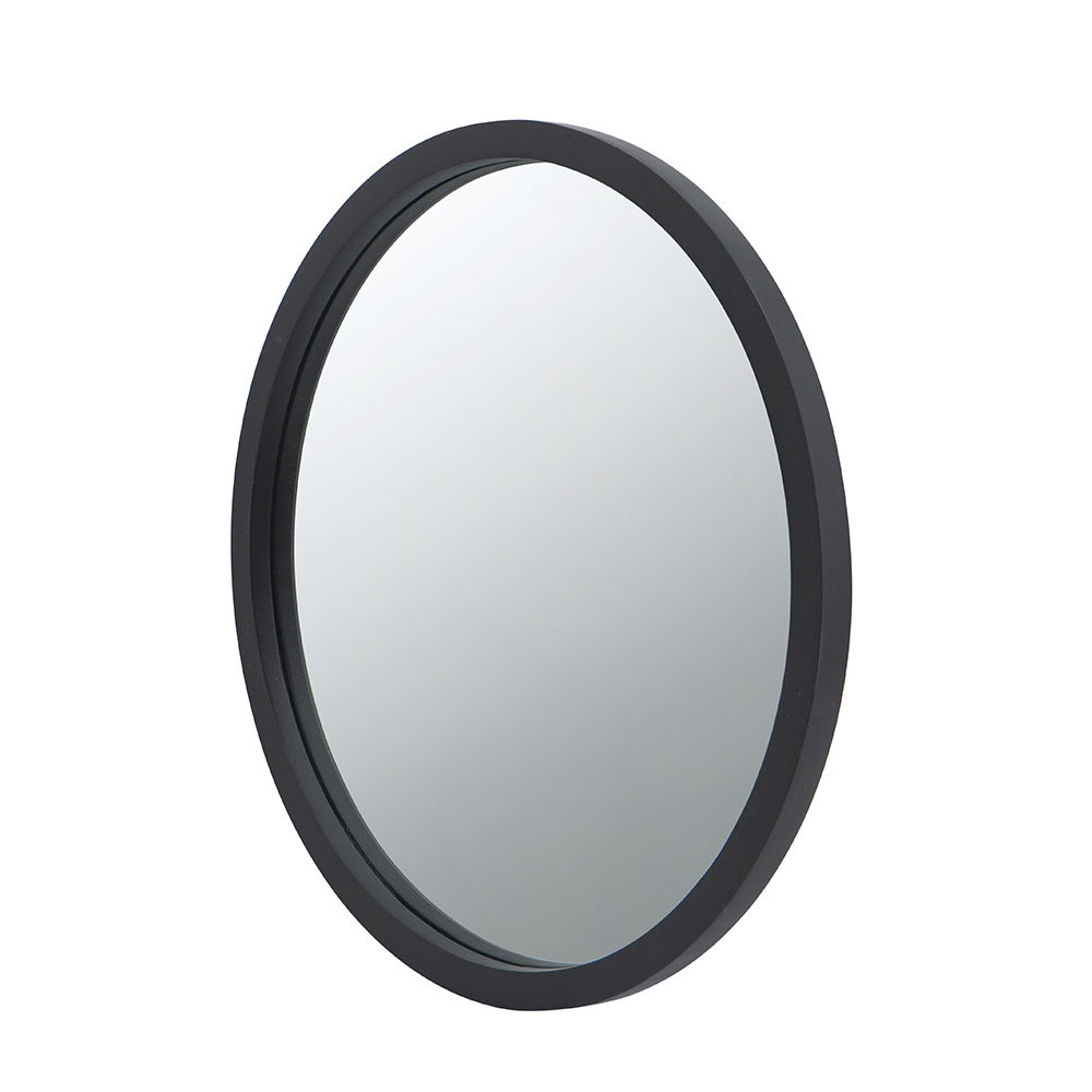 Circle wall mirror with dark wooden frame by HouseOfZazla for living room on Tampa Home & Garden Store