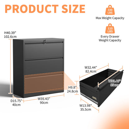 Black lateral file cabinet with heavy-duty locking drawers by HouseOfZazla on Tampa Home & Garden Store