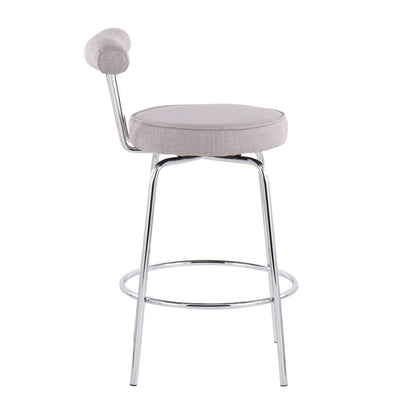 Contemporary counter stools set of 2 with beige fabric upholstery and chrome legs on Tampa Home & Garden Store