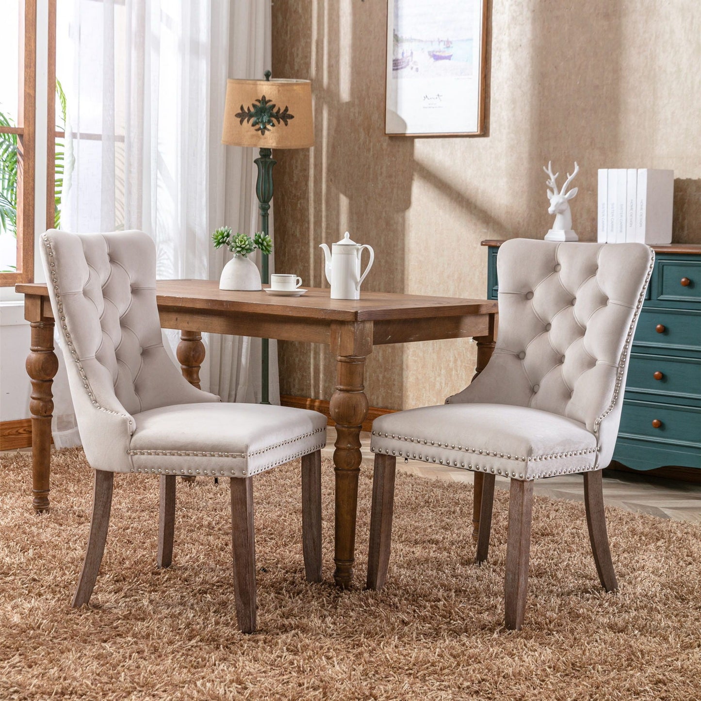 Nikki High End Tufted Dining Chair Set of Two