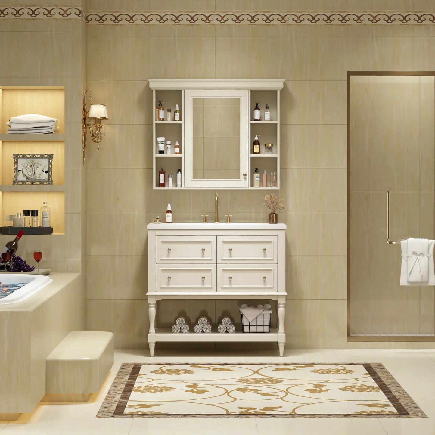 Bathroom Vanity With Medicine Cabinet and Drawers