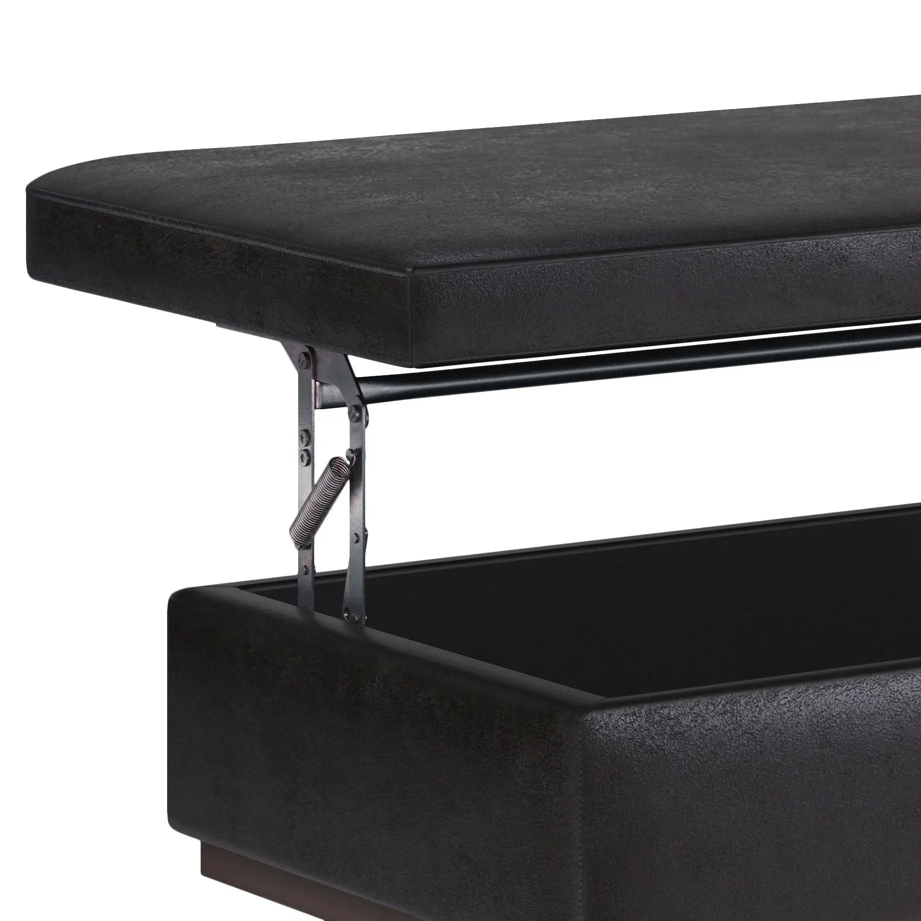Owen lift-top storage ottoman black leather mid-century style Unique Piece Furniture on Tampa Home & Garden Store
