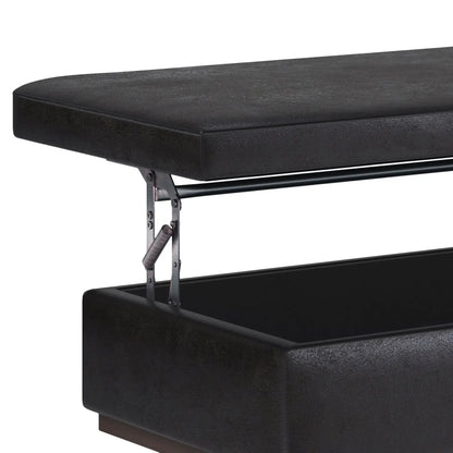 Owen lift-top storage ottoman black leather mid-century style Unique Piece Furniture on Tampa Home & Garden Store