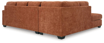 Aviemore stationary sectional sofa in rust-orange upholstery by Unique Piece Furniture on Tampa Home & Garden Store