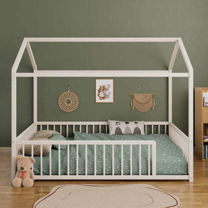 Cozy Montessori House Floor Bed and a Safety Rail