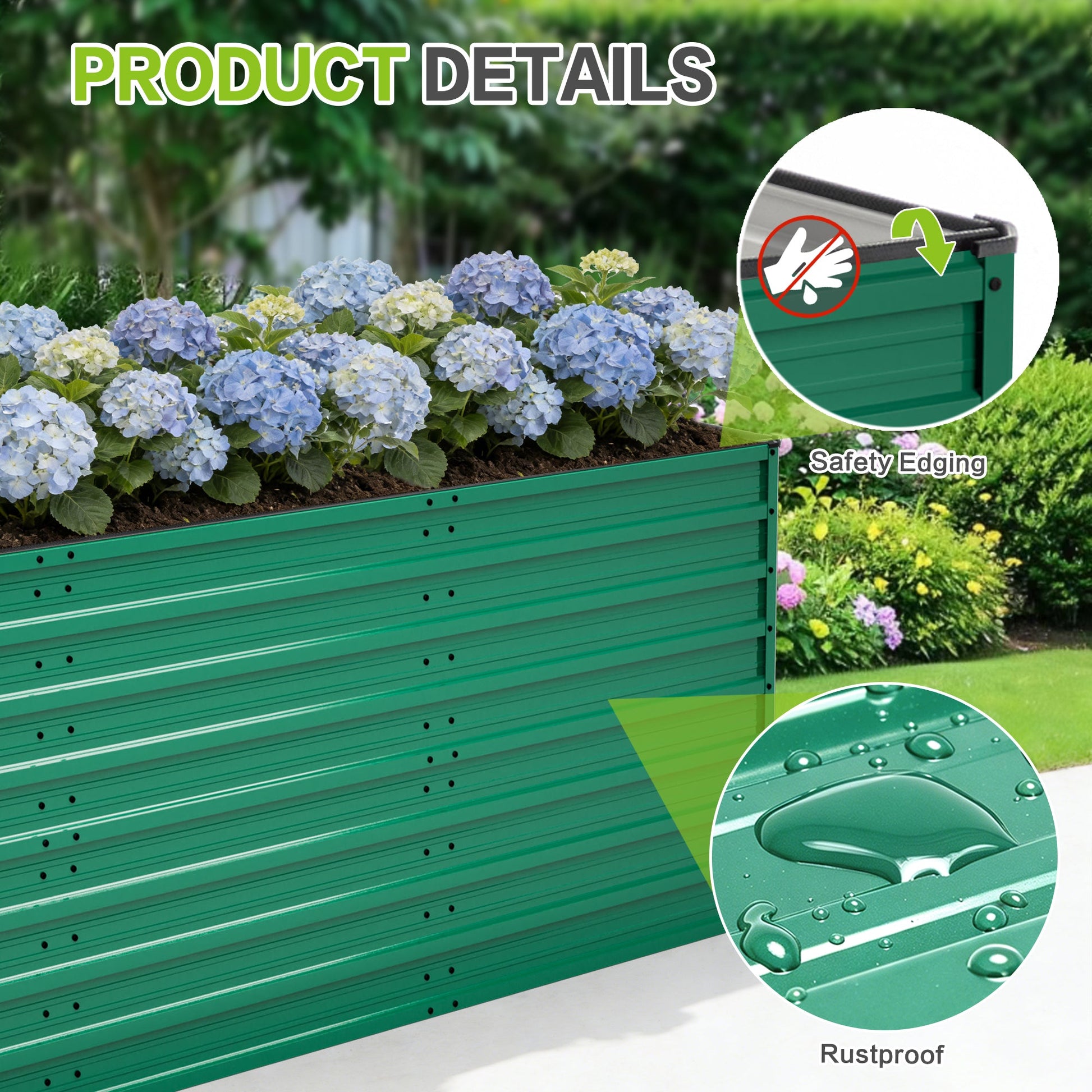 2-pack raised garden bed by HouseOfZazla, green metal, ergonomic no-bend design, rustproof on Tampa Home & Garden Store