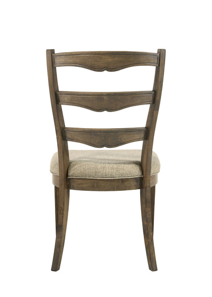 Parfield Weathered Side Chair set with padded beige seat in weathered oak by HouseOfZazla on Tampa Home & Garden Store