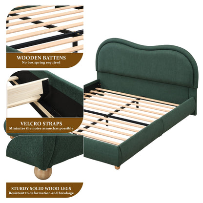 Queen Platform Bed and Soft Curved Headboard