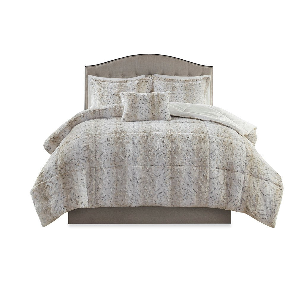 King Size Faux Fur Comforter and Pillow Set