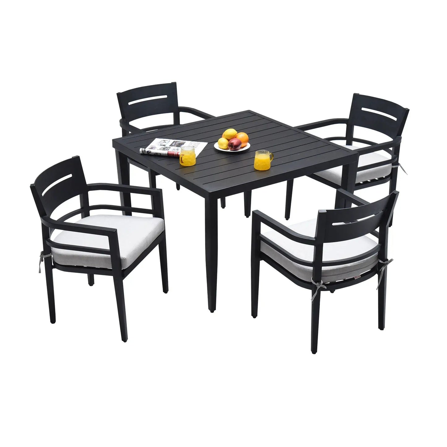 Outdoor Modern Dining Set with Cushioned Chairs