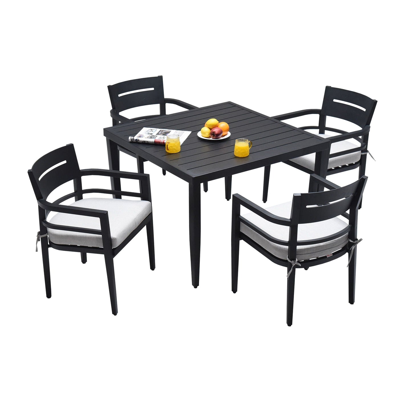 Aluminum Outdoor Dining Table and Cushioned Set